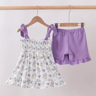 Enchanted Butterfly Applique Ruffle Shorts Set