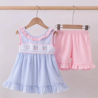 Shoreline Crab Seersucker Ruffle Shorts Set