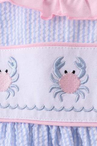 Shoreline Crab Seersucker Ruffle Shorts Set