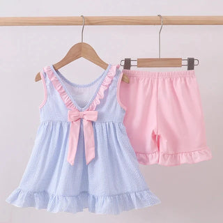 Shoreline Crab Seersucker Ruffle Shorts Set