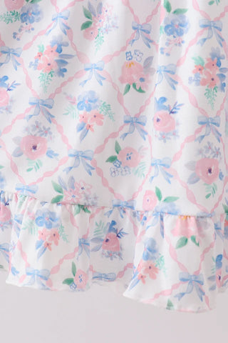 Zadie Blue Floral Smocked Ruffle Dress