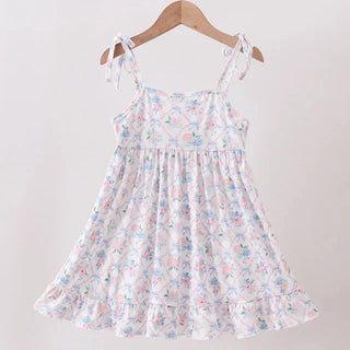 Zadie Blue Floral Smocked Ruffle Dress
