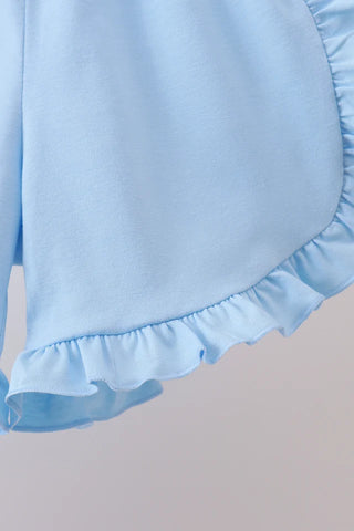 Zadie Blue Floral Smocked Ruffle Shorts Set