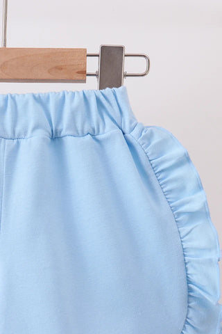 Zadie Blue Floral Smocked Ruffle Shorts Set