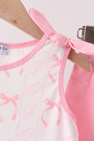 Seashell Bows Pink Ruffle Shorts Set