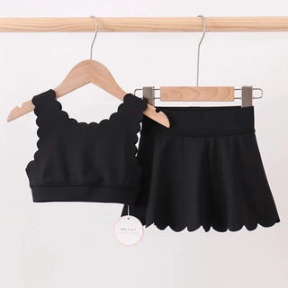 Ashley Black Scalloped Yoga Skorts Set