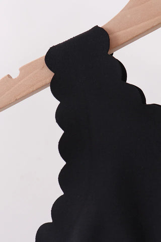 Ashley Black Scalloped Yoga Skorts Set