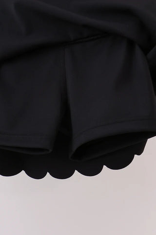 Ashley Black Scalloped Yoga Skorts Set