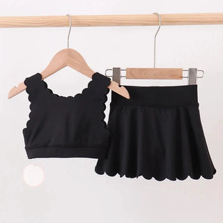 Ashley Black Scalloped Yoga Skorts Set