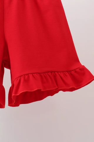 Crisp Apple Lattice Smocked Ruffle Shorts Set