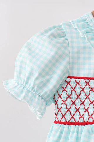 Crisp Apple Lattice Smocked Ruffle Bloomer Set