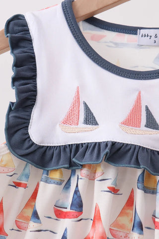 Sailor’s Cove Embroidered Ruffle Dress