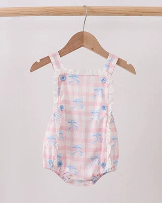 Eisley Pink Gingham Bow Lace Bubble