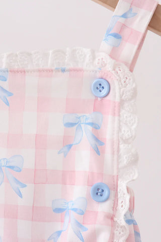 Eisley Pink Gingham Bow Lace Bubble