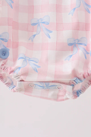 Eisley Pink Gingham Bow Lace Bubble