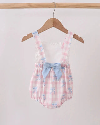 Eisley Pink Gingham Bow Lace Bubble