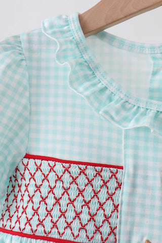 Crisp Apple Lattice Ruffle Dress