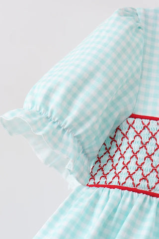 Crisp Apple Lattice Ruffle Dress