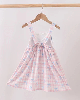Eisley Pink Gingham Bow Print Lace Dress