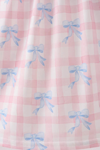 Eisley Pink Gingham Bow Print Lace Dress