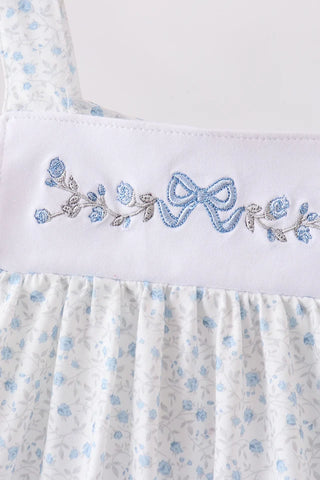 Baylor Blue Floral Embroidered Ruffle Shorts Set
