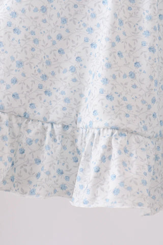 Baylor Blue Floral Embroidered Ruffle Shorts Set
