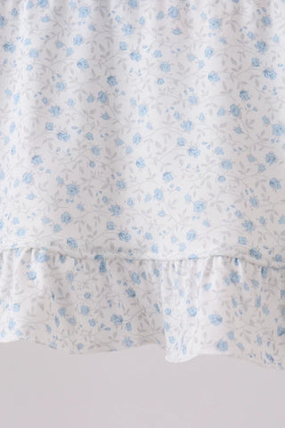 Baylor Blue Floral Smocked Ruffle Bloomer Set