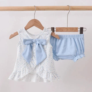 Baylor Blue Floral Smocked Ruffle Bloomer Set