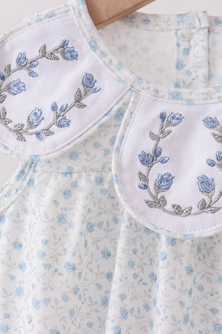 Baylor Blue Floral Embroidered Bubble