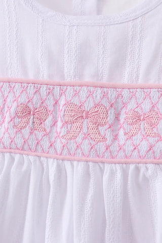 Pearl Bow Smocked Jacquard Ruffle Shorts Set