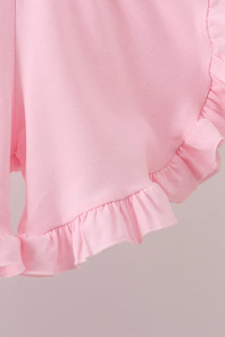 Pearl Bow Smocked Jacquard Ruffle Shorts Set
