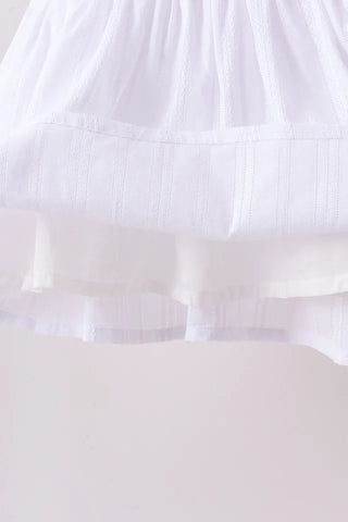 Pearl Bow Smocked Jacquard Ruffle Shorts Set