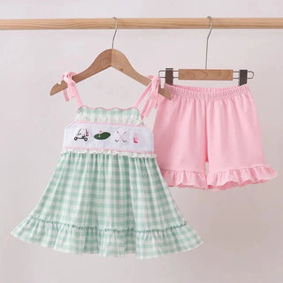 Caddie Club Gingham Ruffle Shorts Set
