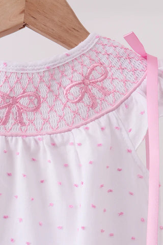 Sweet Bow Society Smocked Swiss Dot Girl Bubble