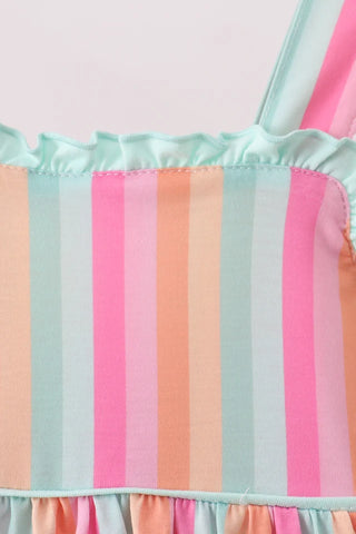 Rainbow Retro Ruffle Dress
