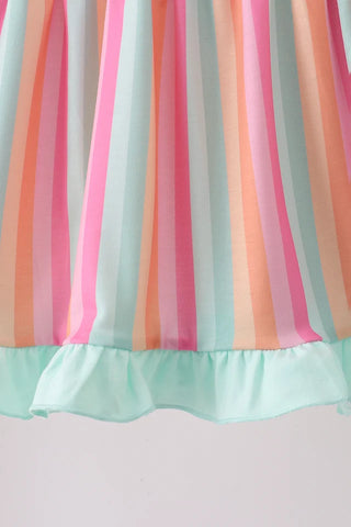 Rainbow Retro Ruffle Shorts Set
