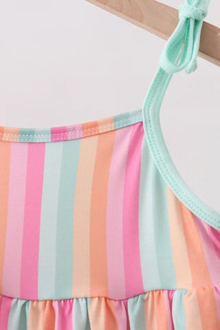 Rainbow Retro Ruffle Shorts Set