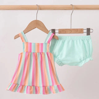 Rainbow Retro Ruffle Bloomer Set
