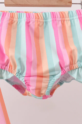 Rainbow Retro Ruffle Rashguard Swim Set