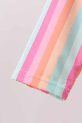 Rainbow Retro Ruffle Rashguard Swim Set