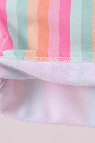 Rainbow Retro Ruffle Rashguard Swim Set