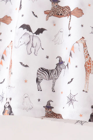 Boo At The Zoo Print Boy Pocket Top