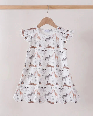 Boo At The Zoo Print Ruffle Dress
