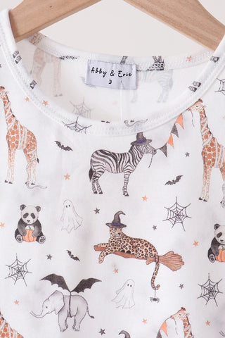 Boo At The Zoo Print Ruffle Dress