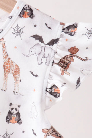 Boo At The Zoo Print Ruffle Dress