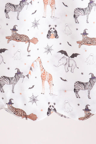 Boo At The Zoo Print Ruffle Dress