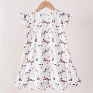 Boo At The Zoo Print Ruffle Dress