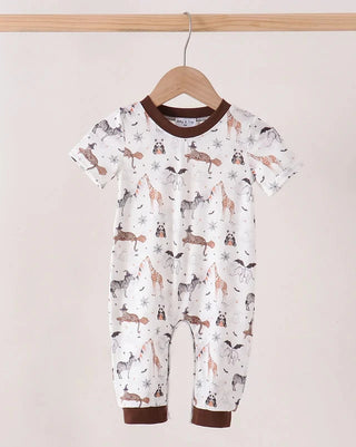 Boo At The Zoo Print Boy Romper