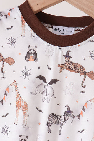 Boo At The Zoo Print Boy Romper