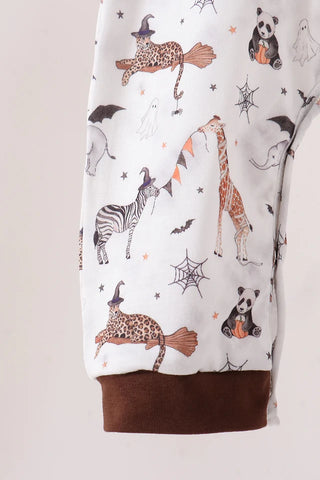 Boo At The Zoo Print Boy Romper